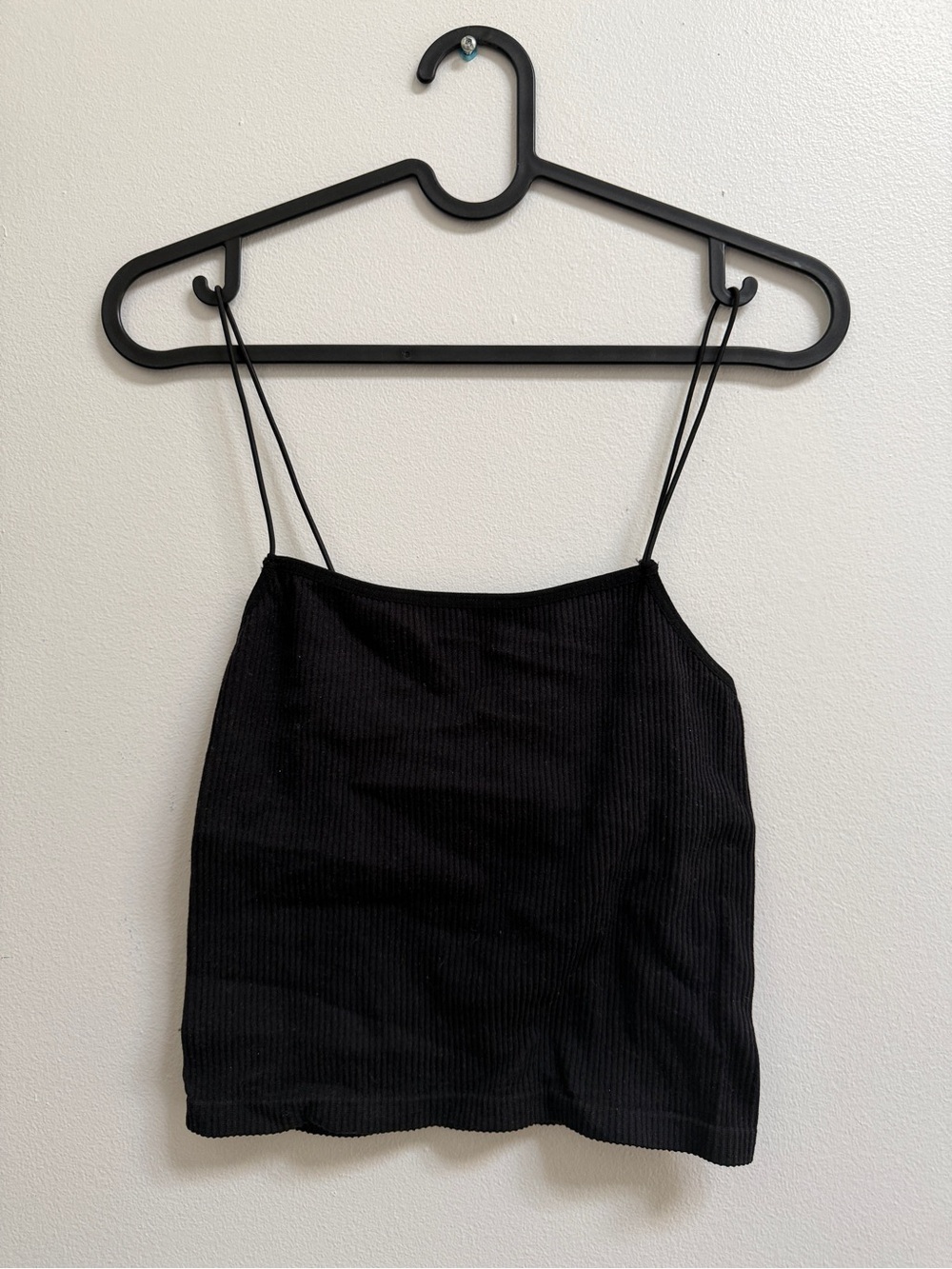 Zara Black Ribbed Spaghetti Strap Tank Top